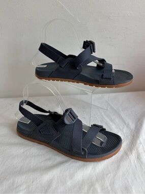 Chaco Women's Lowdown Navy Strappy Sandals with Tan Outsole